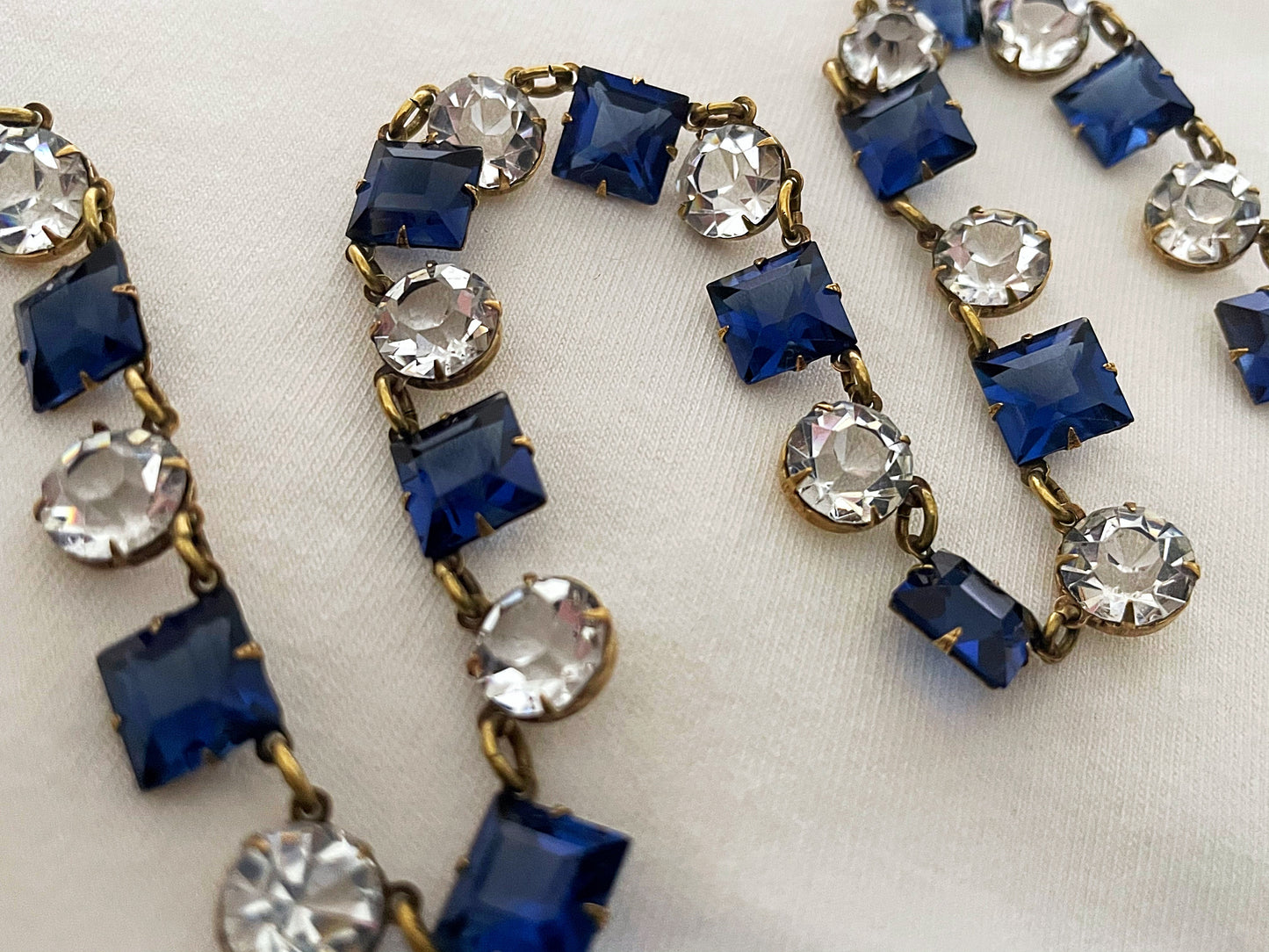 Art Deco Sapphire Crystal Open Back Necklace