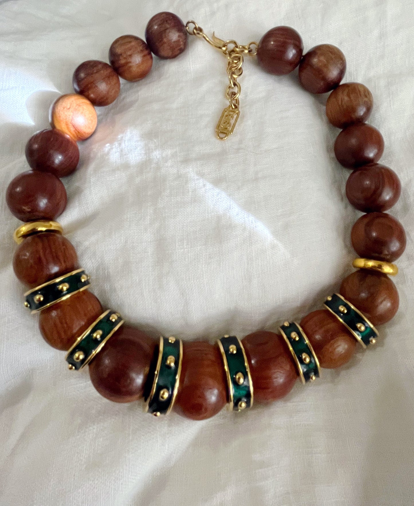 YSL Wood Beaded Necklace