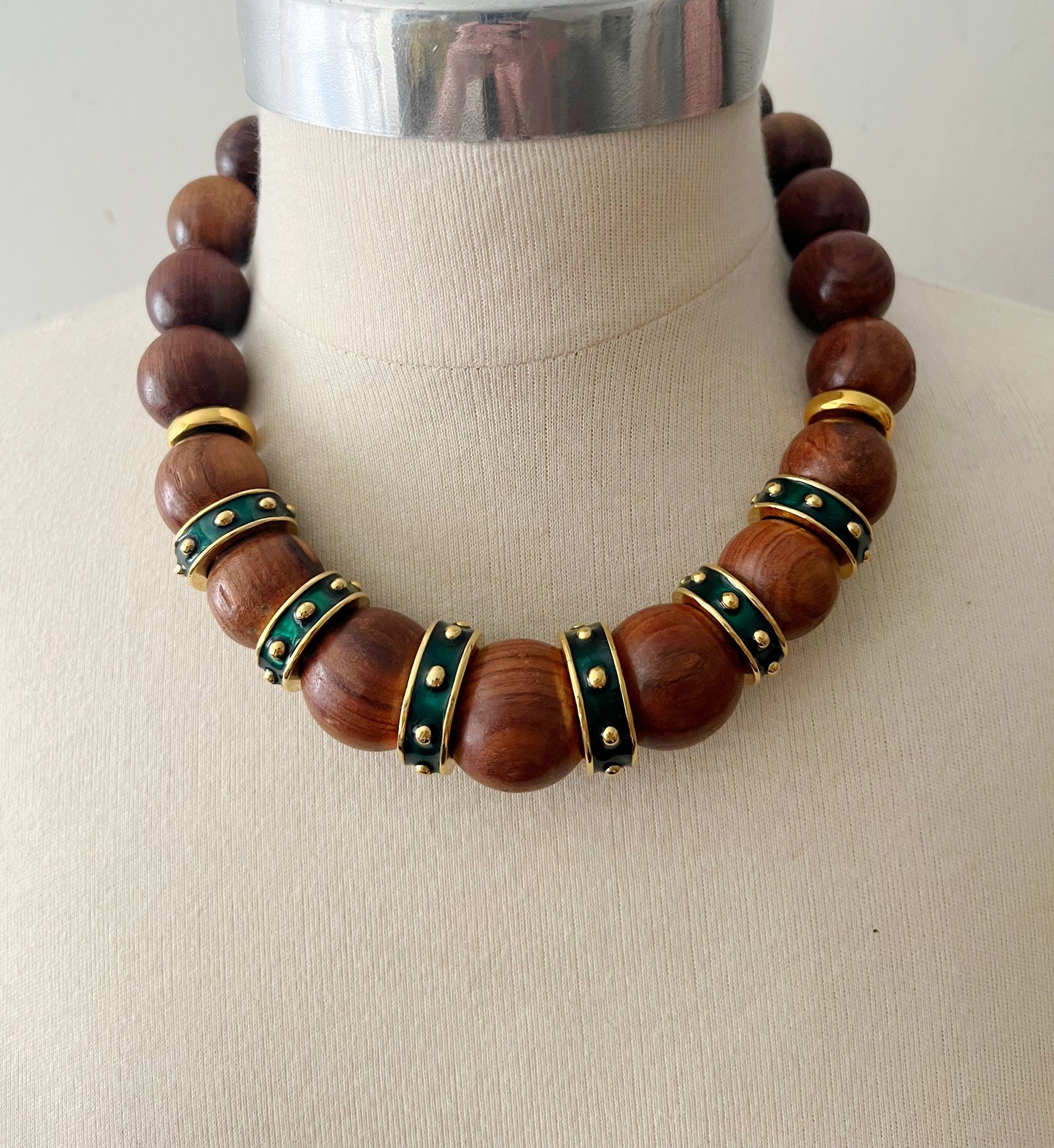 YSL Wood Beaded Necklace