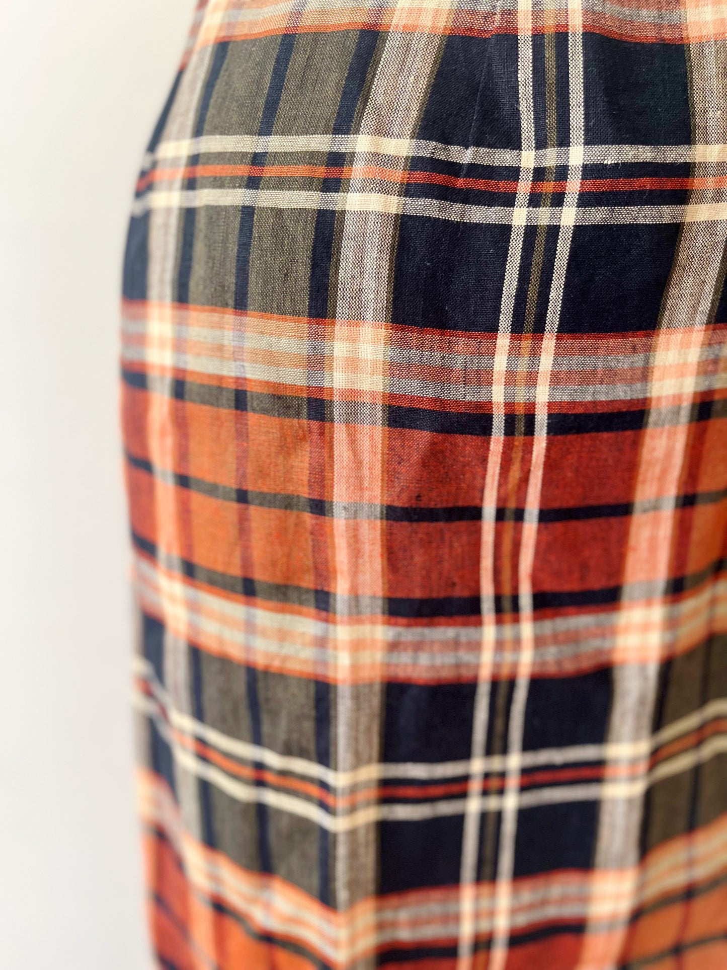 Ralph Lauren Linen Plaid Wrap Skirt