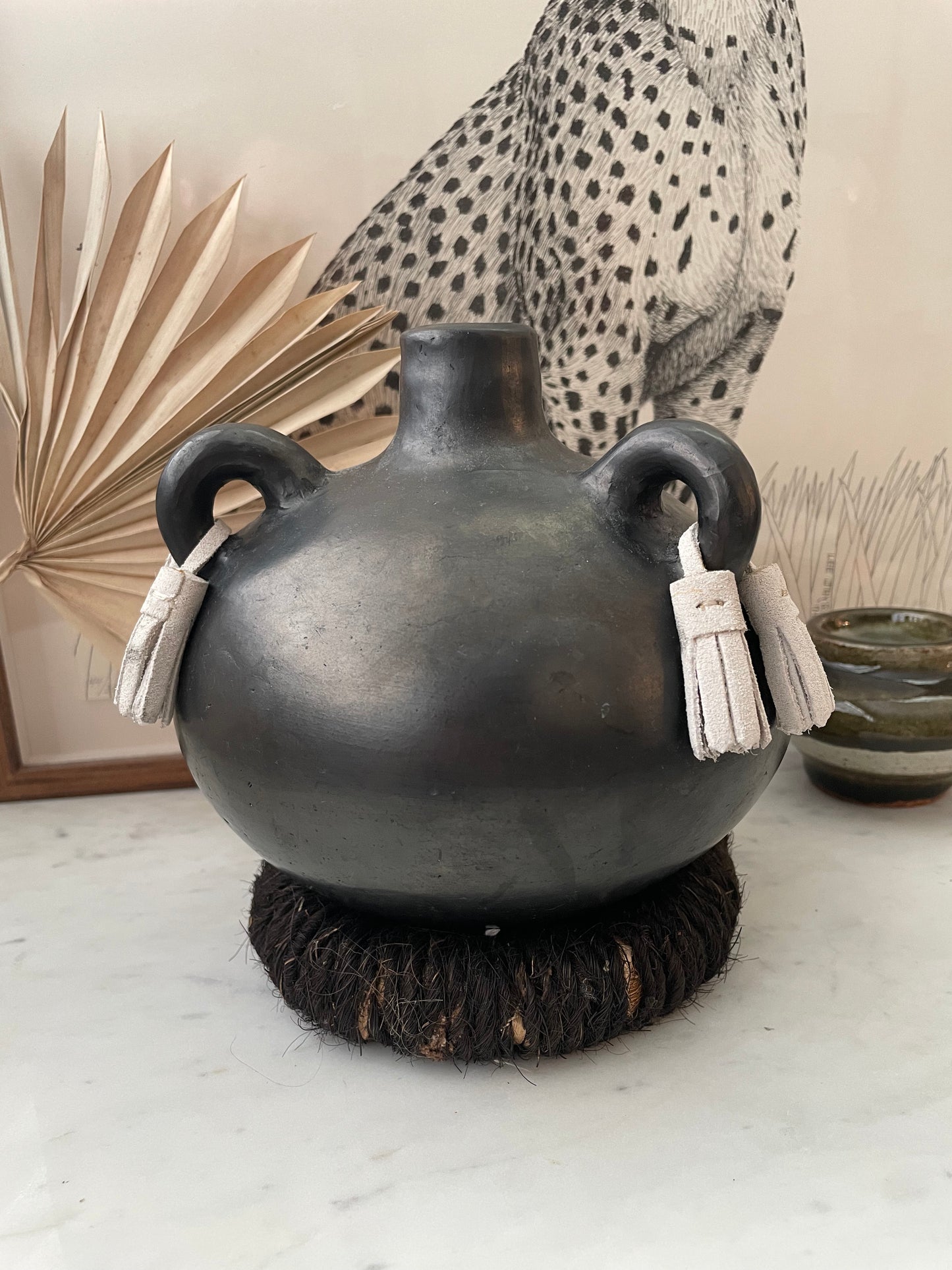 Minimal Black Clay Pottery Decor Vase