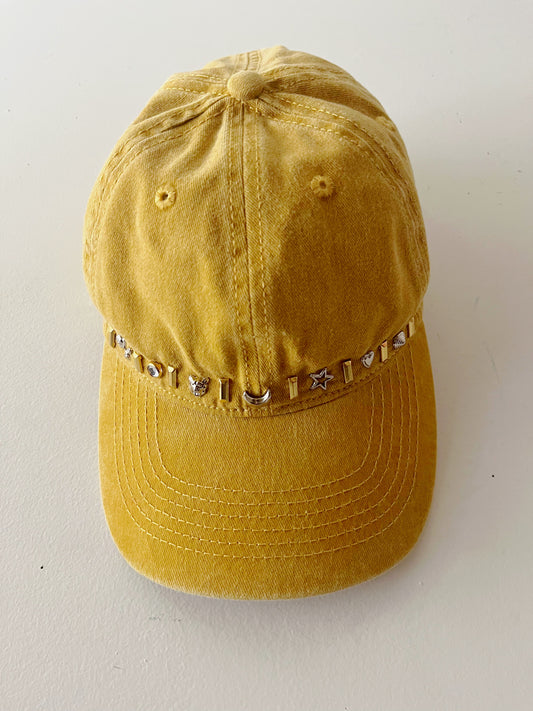 Gem Pop Vintage Baseball Cap Hat- Vintage Wash Mustard
