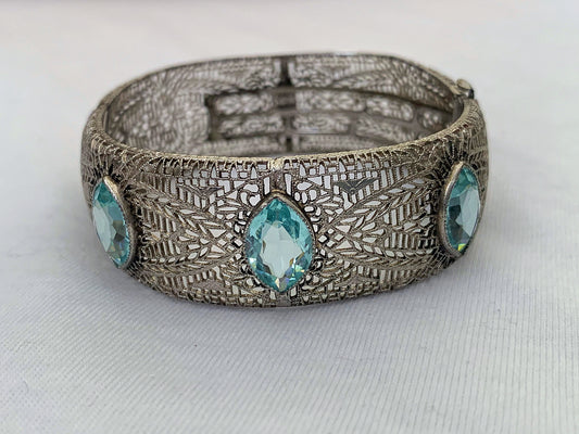 Art Deco Rainbow Filigree Bangle Bracelet