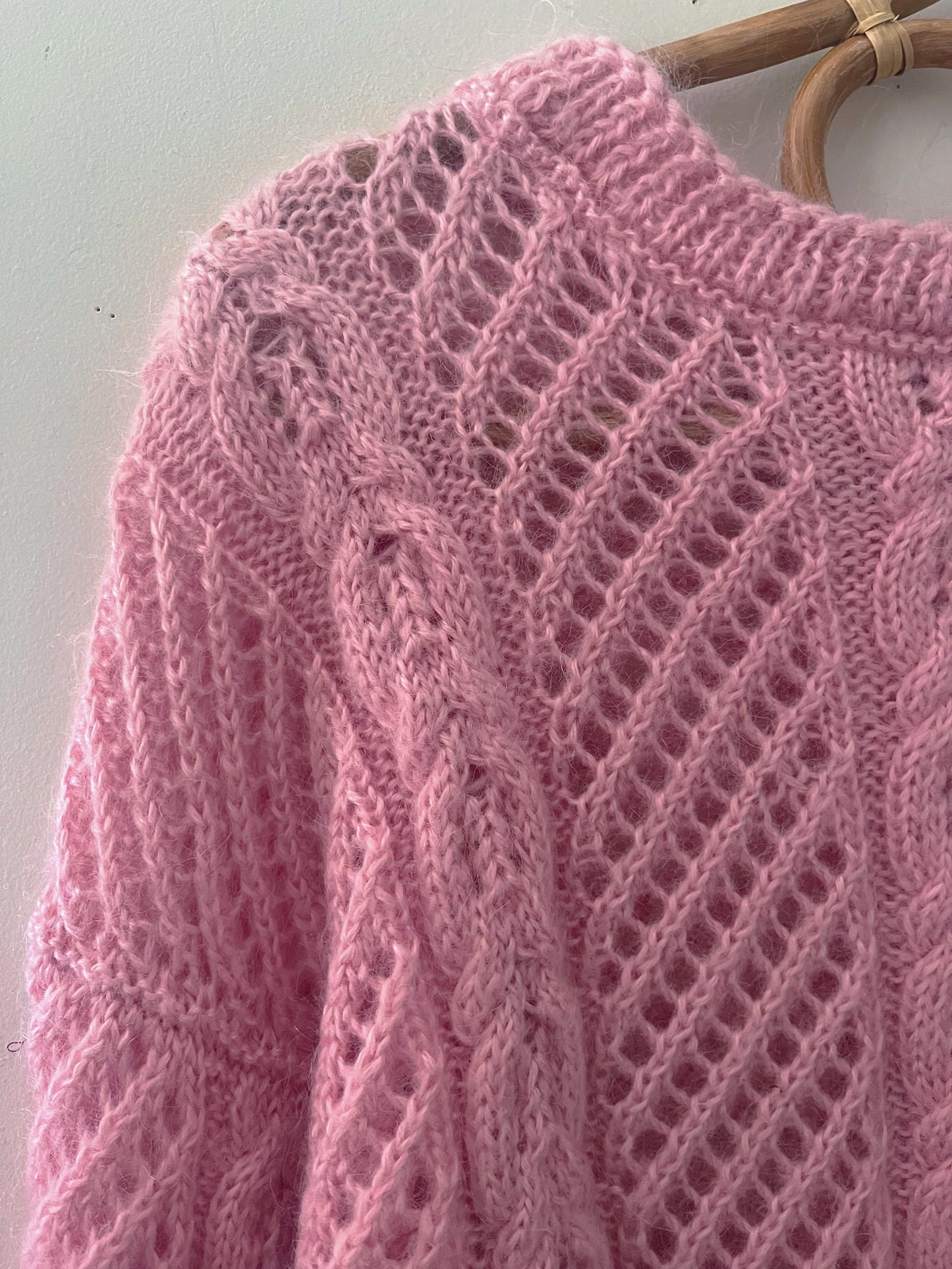 Cotton Candy Laced Knit Cable Sweater