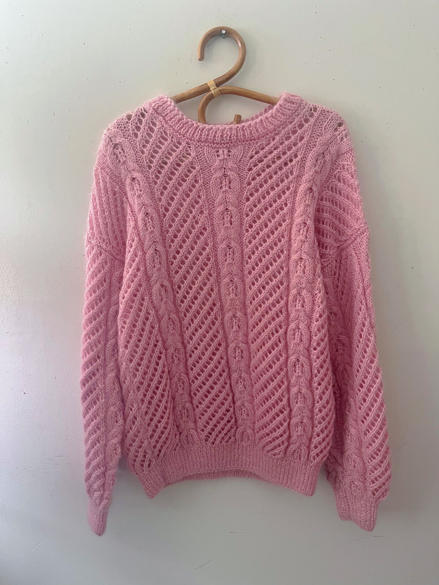Cotton Candy Laced Knit Cable Sweater