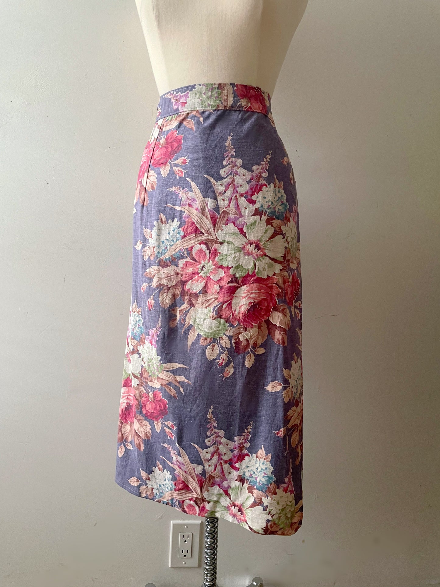Ralph Lauren Linen Floral Wrap Skirt