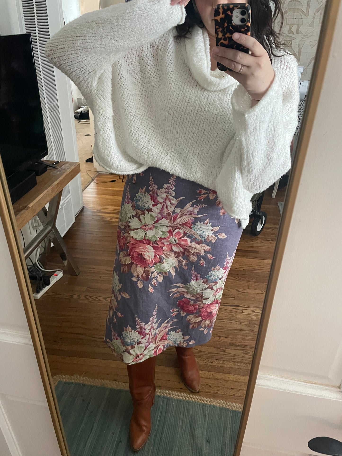 Ralph Lauren Linen Floral Wrap Skirt