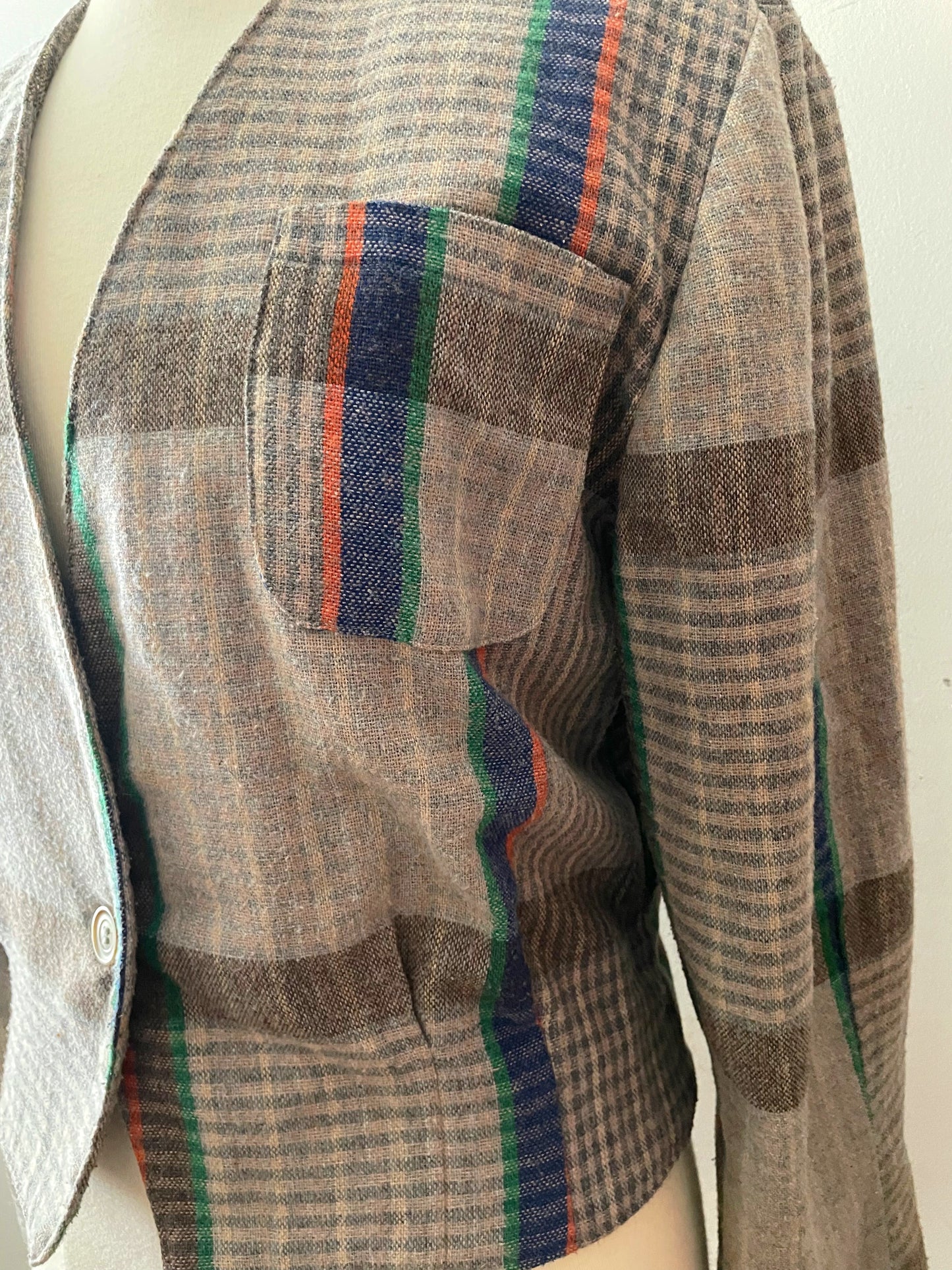 Wool Plaid Blazer Jacket