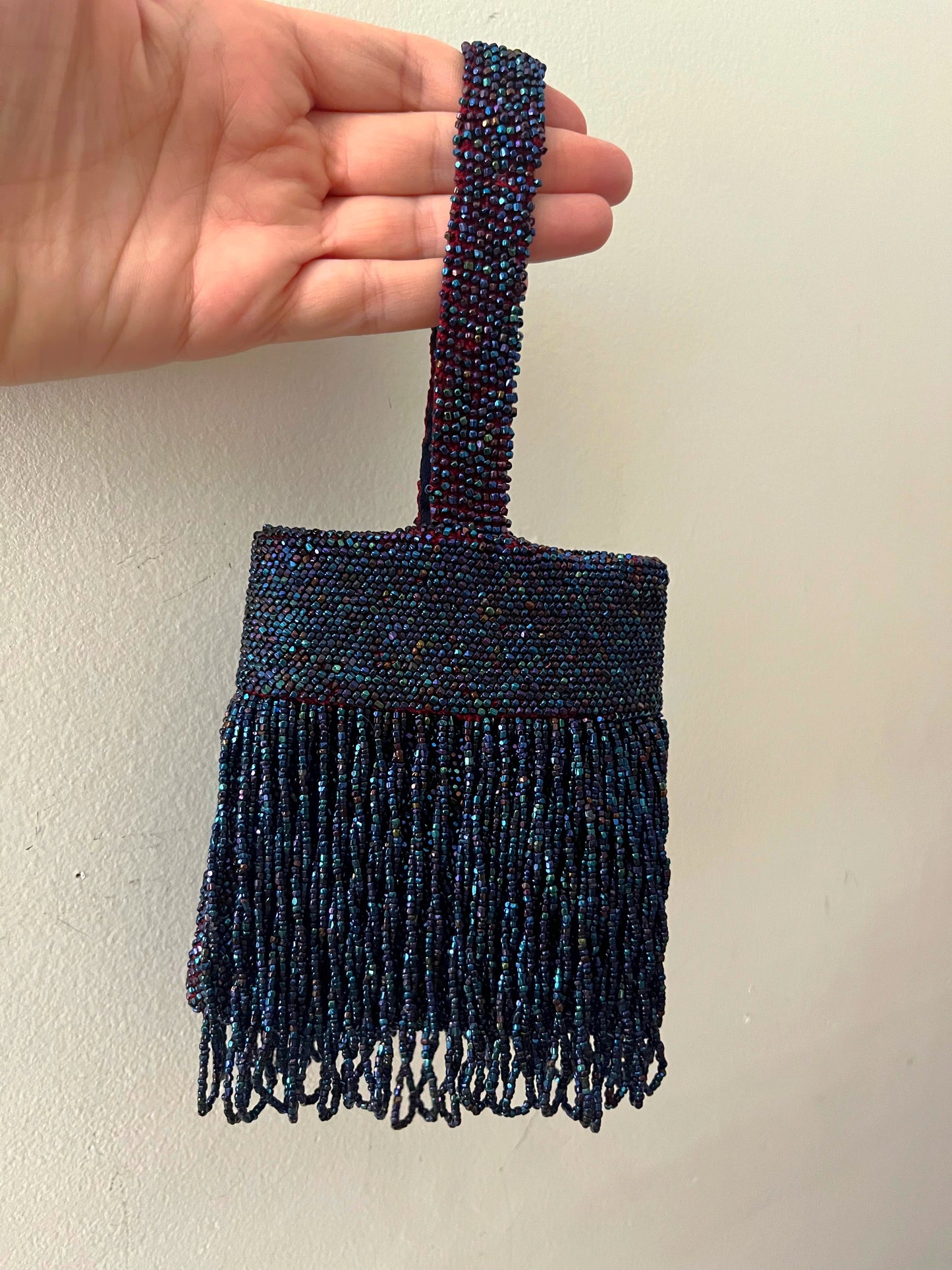 Mirco Beaded Blue Iridescent Handbag