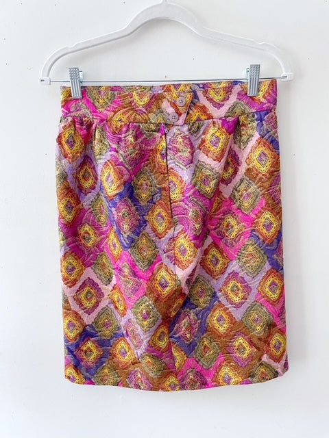 Metallic Jacquard Skirt Suit Set