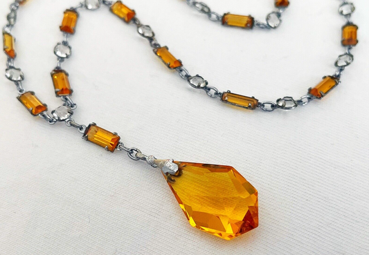 Art Deco Tangerine Drop Necklace